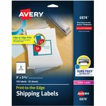 Avery&reg; Shipping Labels, Sure Feed, 3" x 3-3/4" , 150 Labels (6874) - 3" Width x 3 3/4" Length - Permanent Adhesive - Rectangle - Laser, Inkjet - Matte - White - Paper - 6 / Sheet - 25 Total Sheets - 150 Total Label(s) - 150 / Pack AVE6874