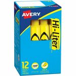Avery&reg; Desk Style Highlighters - Yellow Ink - Yellow Barrel - 1 Dozen AVE07742