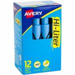 Avery&reg; Desk Style Highlighters - Light Blue Ink - Light Blue Barrel - 1 Dozen AVE07746