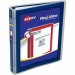 Avery&reg; Flexi-View 3 Ring Binder - 1" Binder Capacity - Letter - 8 1/2" x 11" Sheet Size - 175 Sheet Capacity - 1 2/5" Spine Width - 3 Ring - Fastener: Round Ring - Pocket: 1, Internal - Polypropylene - Navy Blue - Pocket, Flexible, Durable, Business C AVE17685