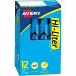 Avery&reg; Hi-Liter, Desk-Style, Fluorescent Blue, 12 Count (24016) - Fluorescent Blue Ink - Water Based - Classroom, Office, School, Home, Planner - 12 AVE24016