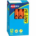 Avery&reg; Hi-Liter Desk-Style, Fluorescent Orange, 12 Count (24050) - Washable - Fluorescent Orange Ink - Water Based - Orange Barrel - Office, Classroom, School, Home, Planner - 12 / Dozen AVE24050