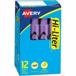 Avery&reg; Hi-Liter&reg;, Desk-Style, Fluorescent Purple, 12 Count (24060) - Hi-Liter&reg; Desk-Style Highlighters, SmearSafe&reg;, Chisel Tip, 12 Fluorescent Purple Highlighters (24060) AVE24060