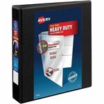 Avery&reg; Heavy-Duty View 3 Ring Binder - 1 1/2" Binder Capacity - Letter - 8 1/2" x 11" Sheet Size - 400 Sheet Capacity - 400 x 1.50" Ring - Fastener: Ring - Pocket: 4, Internal - Polypropylene - Black - Adhesive, Clear Overlay, Heavy Duty, Locking Ring AVE79695