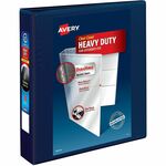 Avery&reg; Heavy-Duty View 3 Ring Binder - 1 1/2" Binder Capacity - Letter - 8 1/2" x 11" Sheet Size - 400 Sheet Capacity - 400 x 1.50" Ring - Fastener: Ring - Pocket: 4, Internal - Polypropylene - Navy Blue - Recycled - Adhesive, Clear Overlay, Heavy Dut AVE79805