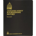Dome Bookkeeping Record Book - 128 Sheet(s) - Wire Bound - 8.75" x 11.25" Sheet Size - Brown Cover - Recycled - 1 Each DOM600