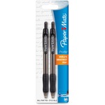 Paper Mate Retractable Profile Ballpoint Pens - 1.4 mm Bold Pen Point - Refillable - Retractable - Black Ink - Black Barrel - 2 / Pack PAP89468