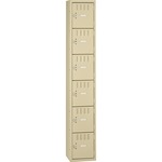 Tennsco 6-Tier No Legs Steel Box Lockers - Internal Size 12" Height x 12" Width x 18" Depth - Overall Size 72" Height x 12" Width x 18" Depth - Sand - Steel TNNBS6121812ASD