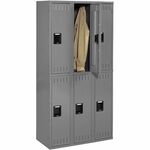 Tennsco Double-Tier Steel Lockers - Internal Size 36" Height x 12" Width x 18" Depth - Overall Size 72" Height x 36" Width x 18" Depth - Medium Gray - Steel, Metal TNNDTS121836CMG