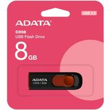 Adata C008 8 GB Flash Drive - Black, Red