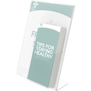 Deflecto 4" Pocket Slanted Plastic Sign Holder - 11" Width x 8.5" Height - Rectangular Shape - Plastic - Clear - 1 Each DEF590501