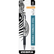 Zebra STEEL 3 Series G-301 Retractable Gel Pen - 0.7 mm Medium Pen Point - Refillable - Retractable - Black Ink - Gel-based - Stainless Steel Barrel - 1 Each ZEB41311