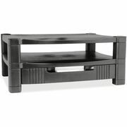 Kantek 2-Level Height-Adjustable Monitor Stand with Organizing Drawer - CRT Display Type Supported - 3.50" Height x 13.25" Width - Plastic - Black KTKMS480