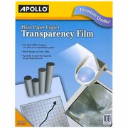 Apollo Plain Paper Copier Transparency Film - 8 1/2" x 11" - Black, White - 100 / Box APOPP100C