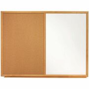 Quartet Standard Combination Whiteboard/Cork Bulletin Board - 36" (3 ft) Width x 24" (2 ft) Height - White Melamine Surface - Oak Frame - Rectangle - Horizontal/Vertical - 1 Each QRTS553