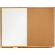 Quartet Standard Combination Whiteboard/Cork Bulletin Board - 48" (4 ft) Width x 36" (3 ft) Height - White Melamine Surface - Oak Frame - Rectangle - Horizontal/Vertical - 1 Each QRTS554