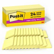 Post-it&reg; Super Sticky Notes - 1680 - 3" Flag/Note Width x 3" Flag/Note Length - Square - 70 Sheets per Pad - Unruled - Yellow - Paper - Self-adhesive, Repositionable - 24 / Pack MMM65424SSCP