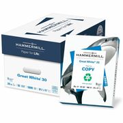 Hammermill Great White Recycled Copy Paper - White - 92 Brightness - Letter - 8 1/2" x 11" - 20 lb Basis Weight - Acid-free, Archival-safe, Jam-free - White - 500 Sheets per Ream - 10 / Carton HAM86700