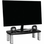 3M Adjustable Monitor Riser Stand - Up to 17" Screen Support - 40 lb Load Capacity - 6" Height x 18.50" Width x 10" Depth - Black MMMMS90B