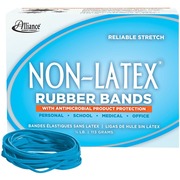 Alliance Rubber Rubber Bands with Antimicrobial Product Protection - Size: #33 - 3.5" Width x 130 mil Thickness - 0.25 lb/in - Latex-free, Antimicrobial, Stretchable - Synthetic Rubber - Cyan Blue - 180 / Box ALL42339