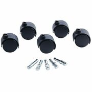 Master Caster Deluxe 2" Hooded Duet Carpet 5 Caster Set - 2" Diameter - 110 lb Load Capacity - Polyurethane - Matte Black - 5 / Set MAS23624