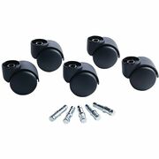 Master Caster Deluxe Futura Hooded Chair Mat Casters - 2.18" Diameter - 120 lb Load Capacity - Polyurethane - Matte Black - 5 / Set MAS23620