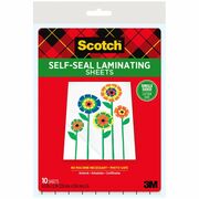 Scotch Self-Seal Laminating Pouches - Sheet Size Supported: Letter 8.50" Width x 11" Length x 9.6 mil Thickness - Laminating Pouch/Sheet Size: 9" Width x 12" Length x 6 mil Thickness - Glossy - for Document, Schedule, Presentation, Phone List, Certificate MMMLS854SS10