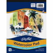 UCreate Watercolor Pad - 12 Sheets - 9" x 12" Sheet Size - White Paper - Acid-free - Recycled - 1 Pad PAC4910