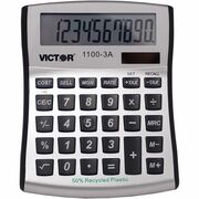 Victor 11003A Mini Desktop Calculator - Large Display, Angled Display, Dual Power, Independent Memory, Environmentally Friendly, Battery Backup - Battery/Solar Powered - Battery Included - 1.1" Height x 4.5" Width x 5" Depth x 5" Length - White, Blue, Sil VCT11003A