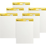 Post-it&reg; Self-Stick Easel Pad Value Pack - 30 Sheets - Plain - Stapled - 18.50 lb Basis Weight - 25" x 30" Sheet Size - White Paper - Cardboard Cover - Repositionable, Self-adhesive, Bleed-free, Back Board, Resist Bleed-through, Removable, Sturdy Back MMM559VAD6PK