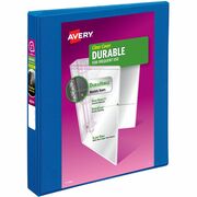 Avery&reg; Durable View 1.5" Binder, Blue Binder (17024) - 1" Binder Capacity - Letter - 8 1/2" x 11" Sheet Size - 250 Sheet Capacity - 1 2/5" Spine Width - 3 x 1" Ring(s) - Fastener(s): Slant Ring - Pocket(s): 2, Internal - Polypropylene - Dark Blue - Re AVE17014