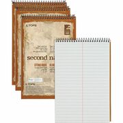 TOPS Second Nature Spiral Steno Notebook - 70 Sheets - Spiral - 0.34" Ruled - 15 lb Basis Weight - 6" x 9" Sheet Size - 1" Height x 6" Width x 9" Length - White Paper - Blue, Gray, Brown Cover - Acid-free - Recycled - 4 / Pack TOP74690