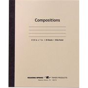 Roaring Spring Wide Ruled Flexible Cover Composition Book - 20 Sheets - 40 Pages - Printed - Sewn/Tapebound - Both Side Ruling Surface - 15 lb Basis Weight - 56 g/m&#178; Grammage - 8 1/2" x 7" Sheet Size - 0.13" Height x 7" Width x 8.5" Length - White Pa ROA77340