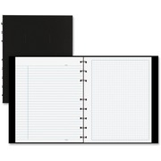 Blueline NotePro Ruled Notebook - Julian Dates - Daily - 7:00 AM to 8:00 PM - Half-hourly - 7 5/8" x 9 1/2" Sheet Size - Twin Wire - White - Paper - Black Cover - Micro Perforated, Index Sheet, Tabbed, Pocket, Hard Cover - 1 Each REDA44C81
