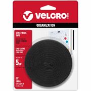 VELCRO&reg; Sticky Back 5ft x 3/4in Roll Black - 5 ft Length x 0.75" Width - Black - Dispenser Included - For Multipurpose, Indoor, Smooth Surface, Outdoor, Home, School, Office - 1 Roll VEK90086