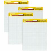 Post-it&reg; Self-Stick Easel Pad Value Pack with Faint Grid - 30 Sheets - Stapled - Feint Front Ruling - Blue Margin - 18.50 lb Basis Weight - 25" x 30" Sheet Size - White Paper - Cardboard Cover - Self-adhesive, Bleed-free, Perforated, Repositionable, R MMM560VAD4PK