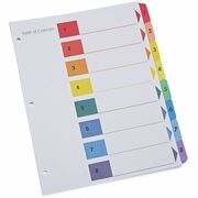 Universal Index Divider - 8 Printed Side Tab(s) - Digit - 1-8, Table of Contents - 8.5" Divider Width x 11" Divider Length - Letter - 3 Hole Punched - White Paper Divider - Assorted Paper Tab(s) - 30% Recycled - Double-sided, Mylar Reinforced Edge, Lamina UNV24802