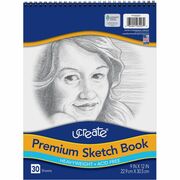 UCreate Art1st Sketch Book - 30 Sheets - Spiral - 70 lb Basis Weight - 9" x 12" Sheet Size - White Paper - Chipboard Cover - Heavyweight, Acid-free - Recycled - 1 Pad PAC103207