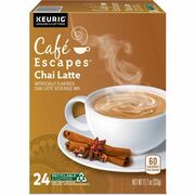 Caf&eacute; Escapes&reg; Chai Latte Single-Serve K-Cup Pods, 24 Count Black Tea K-Cup - Compatible with Keurig K-Cup Brewer - Black Tea - 0.5 oz - 24 K-Cup - Caffeinated - Kosher - 24 / Pack GMT6805