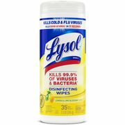 Lysol Lemon/Lime Disinfect Wipes - For Kitchen, Toilet, Sink, Tub, Floor, Cabinet, Stove Top, Wood - Lemon & Lime Blossom Scent - 7" Length x 7.25" Width - Pre-moistened, Anti-bacterial, Disinfectant - White - 35/Tub - 1 Each RAC81145
