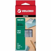 VELCRO&reg; Thin Clear Fasteners 5/8in Circles Clear 75 ct - 0.63" Diameter - Clear - Water Resistant - For Indoor, Outdoor, Card, Crafting, Scrapbooking, Project, Glass, Plastic, Classroom, Office, Home, ... Carton - 75 / Pack VEK91302