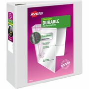 Avery&reg; Durable View 3 Ring Binder - 4" Binder Capacity - Letter - 8 1/2" x 11" Sheet Size - 780 Sheet Capacity - 3 Ring(s) - Fastener(s): D-Ring - Pocket(s): 4, Internal - Polypropylene - White - Recycled - Durable, Easy Insert Spine, Exposed Rivet, G AVE09801