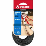 VELCRO&reg; ONE-WRAP Thin Ties 8in x 1/2in Ties Gray & Black 50 ct - Cable Tie - Black, Gray - 25 lb Loop Tensile - 8" Length - 50 / Pack VEK90924