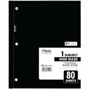 Mead Neatbook One-subject Notebook - 80 Sheets - Ruled Margin - 8" x 10 1/2" Sheet Size - White Paper - Green, Blue, Red, Light Blue Cover - Perforated - 1 Each MEA05222