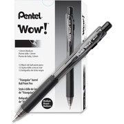 Pentel WOW! Retractable Ballpoint Pens - Medium Pen Point - Refillable - Retractable - Black Ink - Transparent Barrel - 36 / Pack PENBK440ASWUS