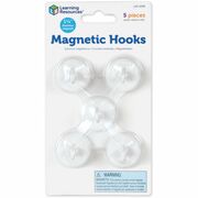 Learning Resources Original Magnetic Hooks - 13 lb (5.90 kg) Capacity - for Pocket Chart, Flip Book, Hall Pass, Decoration - White - 5 / Pack LRNLER2698