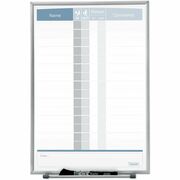 Quartet Matrix 15-employee In/Out Board - 16" Board Height x 11" Board Width - White Natural Cork Surface - Magnetic, Durable - Silver Frame - 1 Each QRT33703
