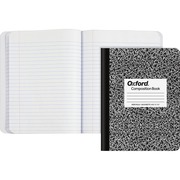 TOPS Wide-Ruled Composition Book - 100 Sheets - Sewn - Wide Ruled Front Ruling - Ruled Red Margin - 9 3/4" x 7 1/2" Sheet Size - 0.25" Height x 7.5" Width x 9.8" Length - White Paper - Black Marble, White Cover - Hard Cover - 1 Each TOP63795