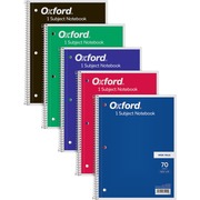 TOPS Wide Rule 1-subject Spiral Notebook - 70 Sheets - Wire Bound - 10 1/2" x 8" Sheet Size - 0.25" Height x 8" Width x 10.5" Length - Assorted Paper - Black Card Stock, Red, Blue, Green, Purple Cover - Perforated, Subject, Easy Tear, Durable Cover - 1 Ea TOP65000