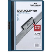 DURABLE DURACLIP Letter Report Cover - 8 1/2" x 11" - 60 Sheets Capacity - 1 Fastener(s) - Vinyl - Dark Blue - 1 Each DBL221407